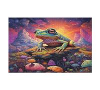 Frog Wooden Jigsaw Puzzles for Adults Hard Poster Puzzle 1000 Piece Precise Interlocking Educational Game Toys （75×50cm）