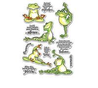 Frog Yoga Clear Stamps for Card Making Soft Rubber Gel Silicone Stmap Yoga and Exercise Words Phrase Scrapbooking Stamp DIY Paper Crafts Handmade Crafts Photo Album Decor