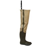FROGG TOGGS Bull Frogg 3-ply PVC Canvas Bootfoot Hip Wader, Cleated Outsole, Khaki, Size 11 (2716234)
