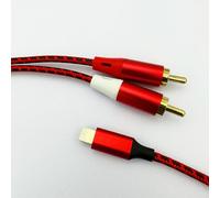Froggen For Lightning rca cable, iPhone to Phono adapter cable red and white stereo audio cable Y splitter compatible with iPhone i-Pad i-Pod for amplifier hifi, dj speaker, stereo amplifier (red)