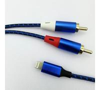 Froggen For Lightning rca cable, iPhone to Phono adapter cable red and white stereo audio cable Y splitter compatible with iPhone i-Pad i-Pod for amplifier hifi, dj speaker, stereo amplifier (blue)