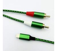 Froggen Lightning to RCA Cable, Green, Braided 2RCA Audio Male Phono Lead, Compatible with iPhone 12/11/XR/XS/8/7/6S, Hi-Fi Amplifier, AV Receiver, DJ Controller