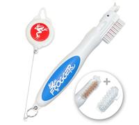 Frogger BrushPro Golf Club Cleaner with Ergonomic Grip and 2.5 ft. Retractable Cord, Patriot - Sturdy Golf Club Brush and Groove Cleaner for Golfers, Golf Dad