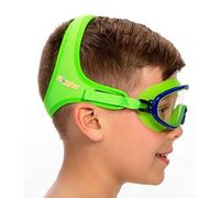 Frogglez Youth Wide View Anti-Fog Crystal Clear Swim Goggle Mask for Kids under 10 (Ages 4-10) Recommended by Olympic Swimmers; Premium Pain-Free Strap, Green