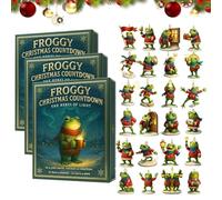 Froggy Christmas Countdown Calendar “The Rebel of Light”, 24-Day Advent Calendar with Mini Frog Figurines, Heartwarming Gift & Inspiring Christmas Decor for All Ages(Green*3)