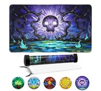 FROGIGO Swamp Stained Glass Playmat for MTG - 24"x14" Dark Fantasy Game Mat with Prismatic Playmat Tube, Non-Slip Rubber Table Mat, Gothic Skull Art for Magic The Gathering