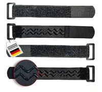 FrogJim 4 x Cable Ties 20 cm Black with Slip Stop and Buckle, Ideal as for Bicycle or Ski Strap, Reusable Tape, Anti-Slip, 30 mm Wide for Fixing and Bundling KSS2004