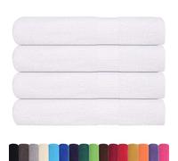 Frogn Sauna Towels Pack of 4 White 80 x 200 cm 360 g/m² Cotton Absorbent Soft with Loop for Sauna, Wellness, Spa and Pool, Machine Washable, Hygienic and Durable