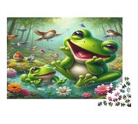 Frogs And Birds in Forest Jigsaw Puzzles 1000 Piece Recycled Paper for Adults Puzzle for Adults Hard Difficult Challenging Family Game Fun Home Activity Great Gift Idea 52x38cm/1000pcs