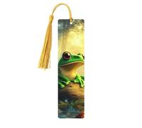 Frogs and Butterflies in The Enchanted Forest Double-Sided Printed Wooden Bookmarks 5pcs, Women Presents for Book Lovers Cool Notebook Accessories Birthday Presents for Men(5 Piece Set)