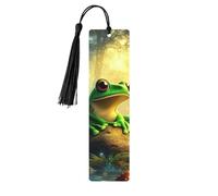 Frogs and Butterflies in The Enchanted Forest Double-Sided Printed Wooden Bookmarks 5pcs, Women Presents for Book Lovers Cool Notebook Accessories Birthday Presents for Men(5 Piece Set)