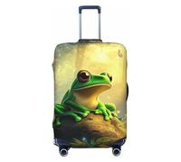 Frogs and Butterflies in The Enchanted Forest Elastic Travel Luggage Cover Suitcase Protector, Print Suitcase Baggage Cover Anti-Scratch