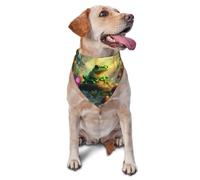 Frogs And Butterflies In The Enchanted Forest Printed Graphic Pet Triangle Scarf For Dogs & Cats, Adjustable Cute Pet Bandana For & Photo Shoots