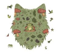 Frogs and Mushrooms Jigsaw Puzzle 175PCS Wolf Head Design Puzzle Wooden Jigsaw Puzzles for Adults Families