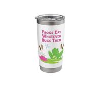 Frogs Eat Whatever Bugs Them Dragonfly Funny Frog Pun Stainless Steel Insulated Tumbler
