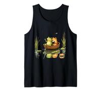 Frogs in Love Rowing and Reading Cute Pond Romance Tank Top