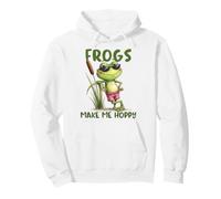 Frogs Make Me Hoppy Funny Happy Pun Frog Amphibian Design Pullover Hoodie