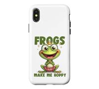 Frogs Make Me Hoppy Funny Happy Smiling Frog Pun Design Case for iPhone X/XS
