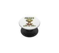 Frogs Make Me Hoppy Funny Happy Smiling Frog Pun Design PopSockets Adhesive PopGrip