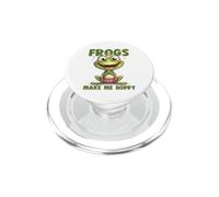 Frogs Make Me Hoppy Funny Happy Smiling Frog Pun Design PopSockets PopGrip for MagSafe