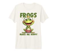 Frogs Make Me Hoppy Funny Happy Smiling Frog Pun Design Premium T-Shirt