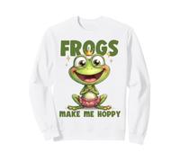 Frogs Make Me Hoppy Funny Happy Smiling Frog Pun Design Sweatshirt