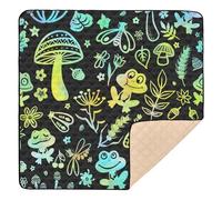 Frogs Mushrooms Moths Safari Butterflies Neon Cute Foldable Baby Playmat for Floor Comfortable Kicking Mat for Babies Infants Toddlers, 50'' x 50''