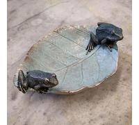 Frogs on Leaf Birdfeeder | Resin Garden Outdoor Home Statue Decor Ornament Bath