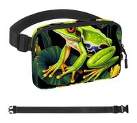 Frogs on Lotus Leaves-1638 Unisex Style Fanny Pack: Fashion Waist Packs, Crossbody Bags Sport Slim Fashionable for Jogging Hiking Hiker Woman Man, Multicolor, 1.5x9.0x5.9in/4x23x15cm