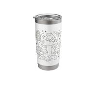Frogs on Mushrooms Forestcore Aesthetic Line Art Stainless Steel Insulated Tumbler
