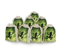 Frogs Shadow On The Leaf Reusable Drawstring Bags 8 Pcs Jewellery Favour Pouch Christmas Halloween Candy