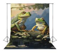 Frogs Sing on The Branches Backdrop Background for Photography High Density Polyester Fabric Background Banner Seamless Photo Booth Prop Backdrop 56"x118" for Birthday Party Decor Photoshoot Banner Pr