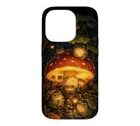 Frogs Toadstool Mushroom Rainy Cozy Cottagecore Chibi Dark Case for iPhone 14 Pro