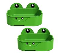 Frogs Wall Mounted Double Layer Soap Dish PunchFree NoDraining Soap Holder Bathroom Kitchen Sponge Rack Organizers Cute Dish