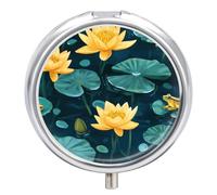 Frogs with Flowers Summer Mini Pill Box Portable Vitamins Organizer 3 Compartment Pills Case for Pocket Purse