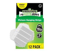 FrogTape reMOVEables Large Picture Hanging Strips, Damage-Free Removable Adhesive Wall Strips, Picture Hangers, Stick On Wall Mounting for Frames, Canvas, Home Décor, White, 12 Pairs (24 Pieces)