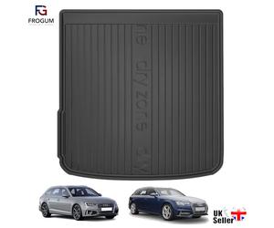FROGUM Tailored Black Rubber Car Boot Liner Mat for AUDI A4 B9 2016-2024 Estate