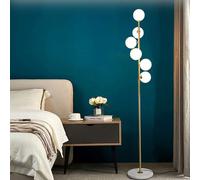 FROIDEXG 64.9" 6-globe Gold Floor Lamp Modern Standing Lamp G4 Dimmable Glass Shade Tall Light Accent Lighting With Foot Switch Marble Base For Living Room