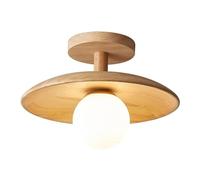 FROIDEXG Ceiling Lamp Minimalist Wooden Semi Flush Mount Light With Globe Glass Shade Shallow Bowl Shaped Ceiling Lamp Nordic Ceiling Light For Living Room Bedroom 1 Pack/2 Pack
