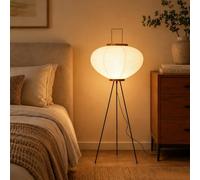 FROIDEXG Japanese Noguchi Rice Paper Floor Lamp Wabi Sabi Standing Lamp with 3 Color Temperatures & Foot Switch Paper Lantern Lighting for Bedroom Living Room Office Cozy Decor (Included Bulb)