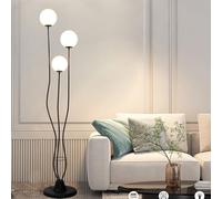 FROIDEXG Modern Art Globe Glass Floor Lamp Dimmable Minimalist Standing Lamp with Frosted Shade Iron Body Vertical Lamp with Foot Switch for Living Room Reading Bedroom Home Office