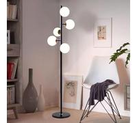 FROIDEXG Modern Dimmable Floor Lamp with Frosted Glass Globe Shade 63" Standing Lamp with Marble Base Iron Body Tall Standing Lamp with Foot Switch for Bedroom Study Minimalist Vintage