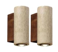FROIDEXG Modern Wall Lamp Yellow Travertine Wall Sconce 6.5cm x 16cm Wood Indoor Living Room Bedroom 2 Pack