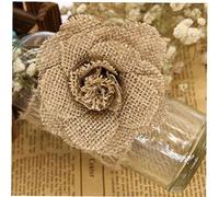 Froiny 1pc Burlap Rose Flower Hessian Jute Flower Rustic Vintage for Christmas Wedding Embellishments 9cm