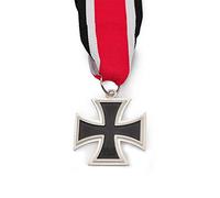 Froiny 1pc German Military Badges War Coin Cross Medal Merrit Military Knights Iron with Colorful Ribbon, 4.5x4.5cm