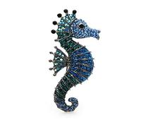 Froiny 1pc Sparkling Rhinestone Seahorse Brooches 3-color Sea Animal Office Casual Brooch Pins Gifts