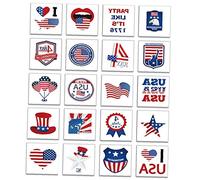 Froiny 20pcs Independence Day Tattoo Stickers 4th of July Temporary Tattoo American Flag Blue White&red Tattoos Body Face Art
