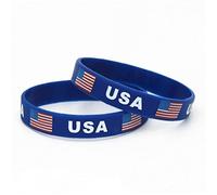 Froiny American Flag Silicone Bracelets 2pcs 4th of July Usa Wristband Jewelry Independence Day Patriots Accessories for Teens Men Women