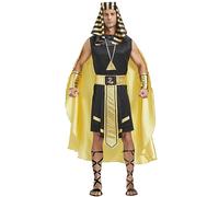 Frojuly Egyptian Costume Men 6pcs Mens All Powerful Pharaoh Costumes Ancient King of Egypt Robe Outfit Adult Halloween Set, Black, Medium