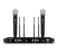 Froket 4 Antennas Wireless Microphone System Pro UHF True Diversity Dual Channel Wireless Mics Set with 2 Metal Cordless Dynamic Handheld Mic for Singing, Karaoke, Church, Party, Stage (T-M20)